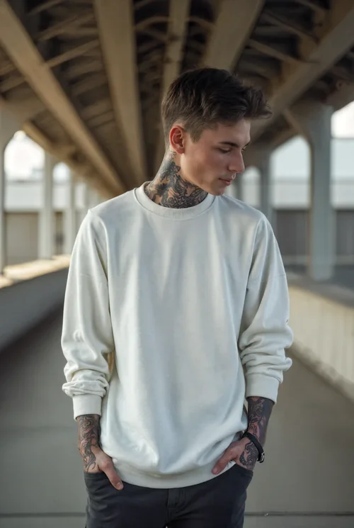 Stylish Mockup of a Young Man in Oversized Sweatshirt