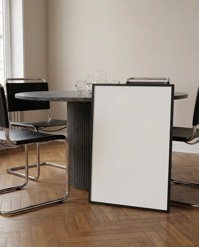 Modern Mockup Poster with Marble Table and Chairs