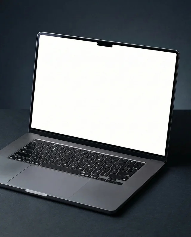 Modern MacBook Mockup on Dark Textured Surface