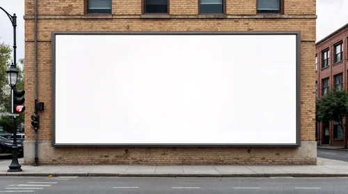Urban Billboard Mockup on Textured Brick Wall
