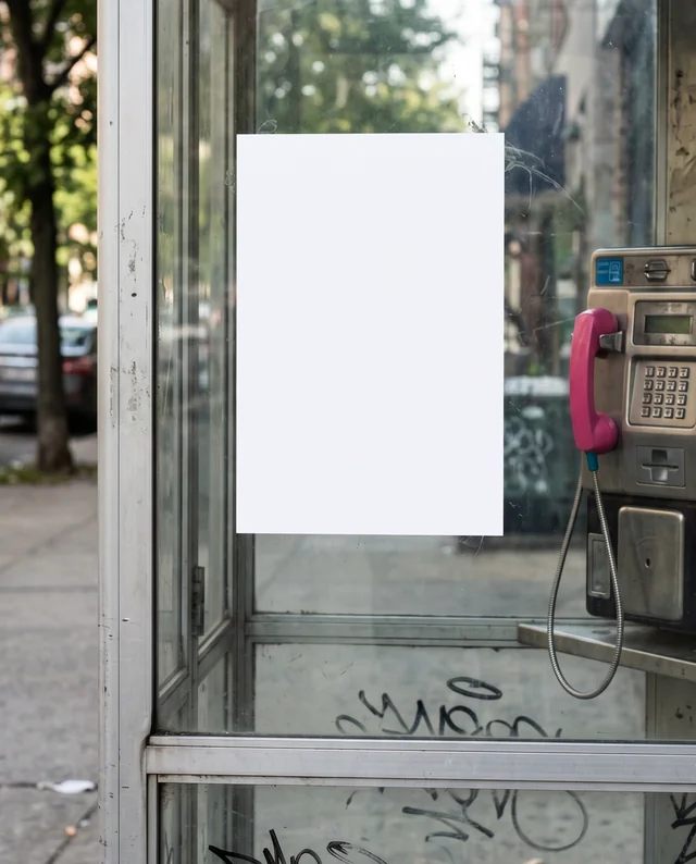 Urban Phone Booth Poster Mockup with Vintage Aesthetic