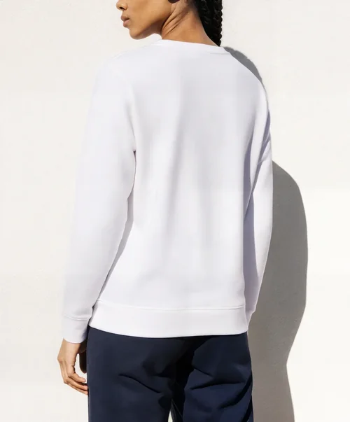 Stylish Mockup of a Woman in a White Sweatshirt