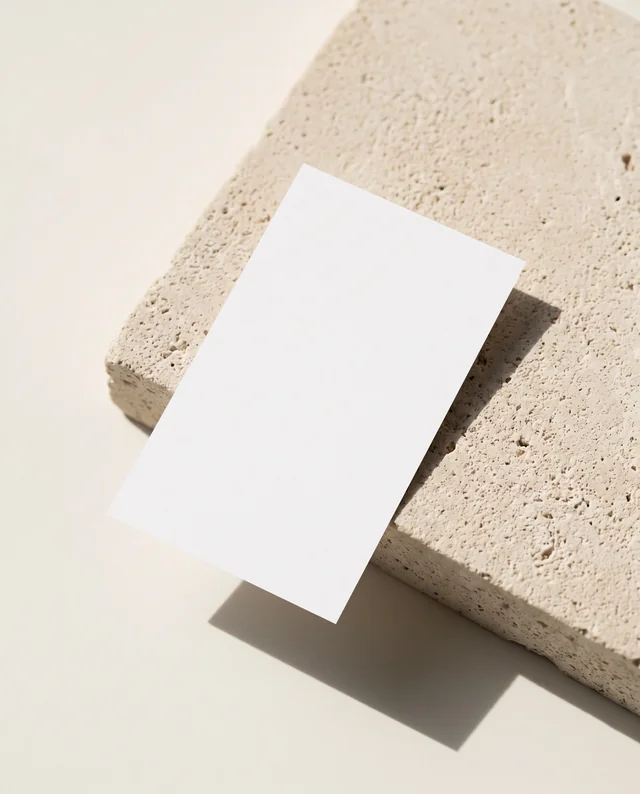 Elegant Business Card Mockup on Textured Stone Surface