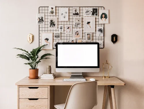 Stylish iMac Mockup for a Cozy Home Office Design