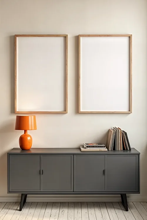 Modern Poster Mockup with Soft Beige Background and Colors