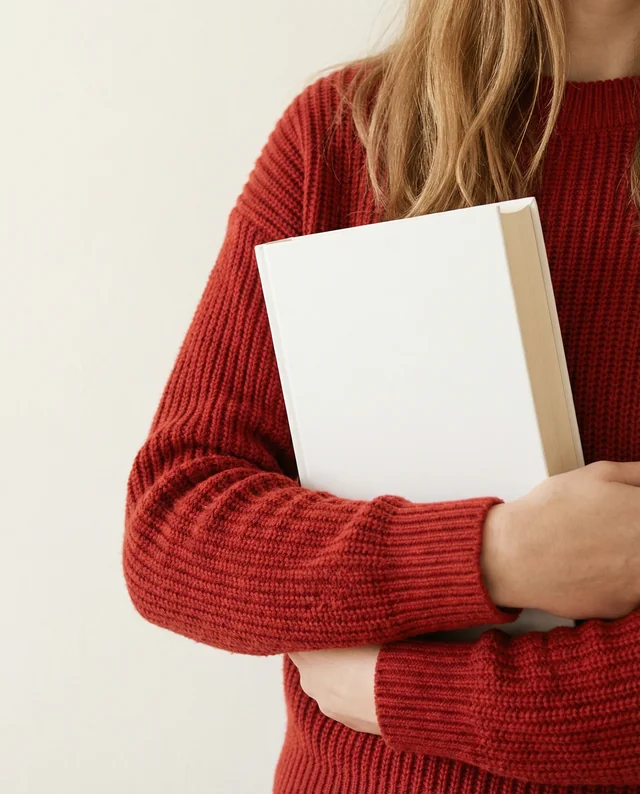 Cozy Mockup of a Person with a Book in a Neutral Setting