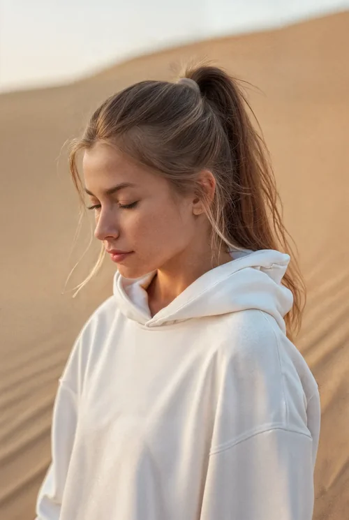 Serene Hoodie Mockup with Warm Desert Background Colors