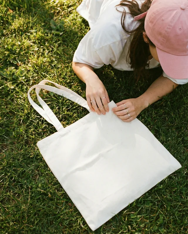 Stylish Mockup of a Casual Tote Bag on Grass