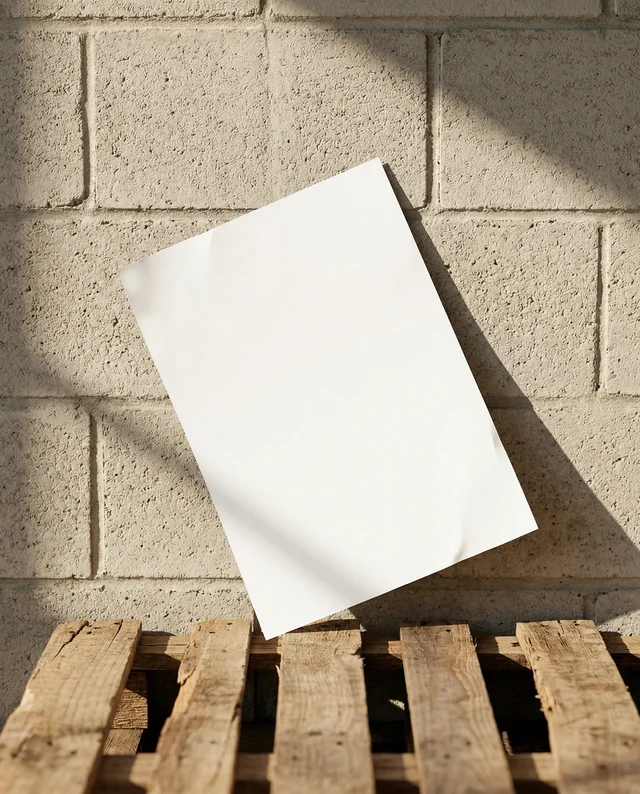 Elegant Mockup of a Crumpled Flyer Against Concrete Wall