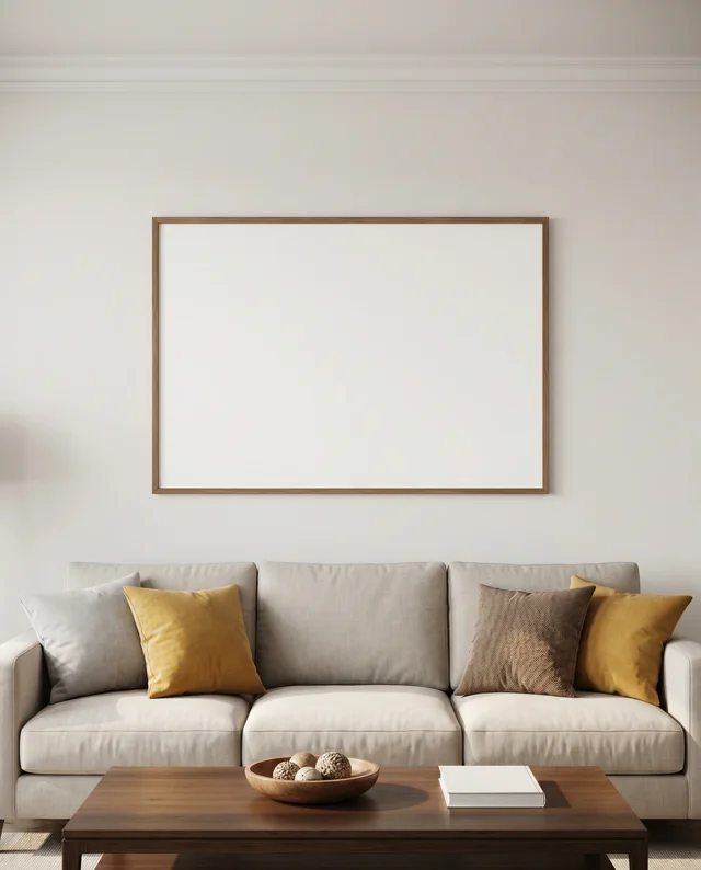 Modern Minimalist Living Room Poster Mockup Design