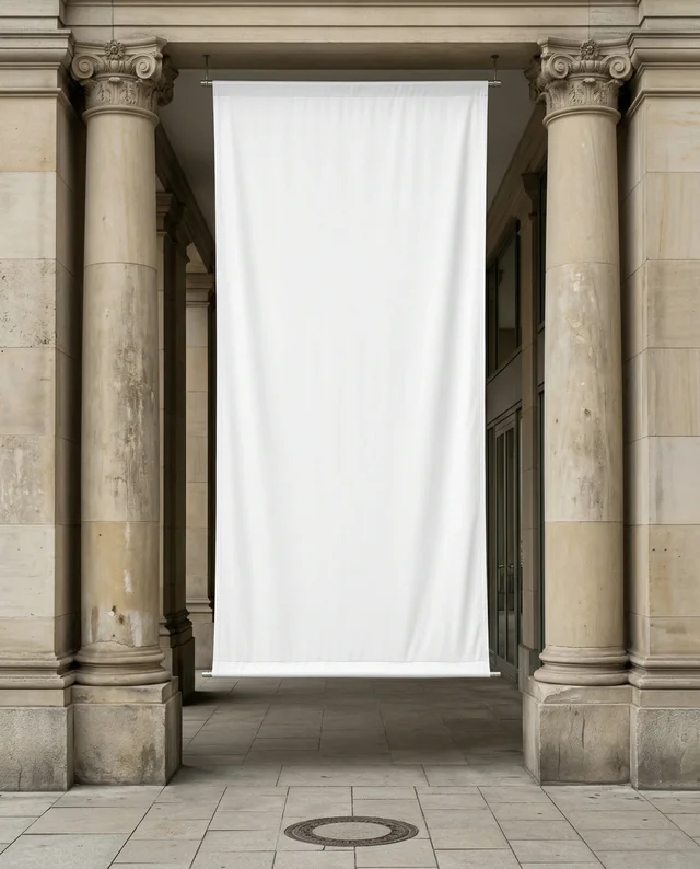 Elegant Architectural Entrance Mockup with Banner Display