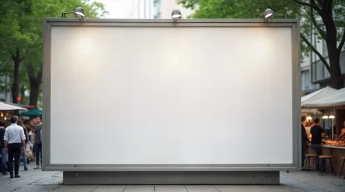 Urban Billboard Mockup Surrounded by Lively Streets