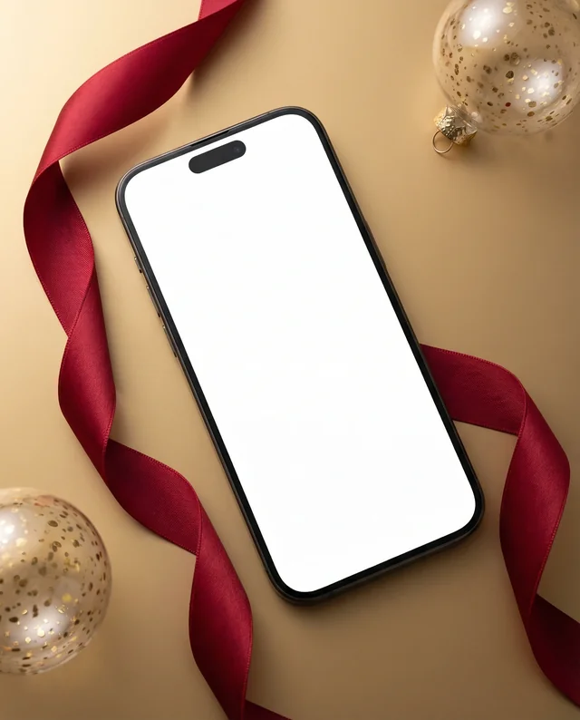 Elegant iPhone Mockup on Warm Gold Surface