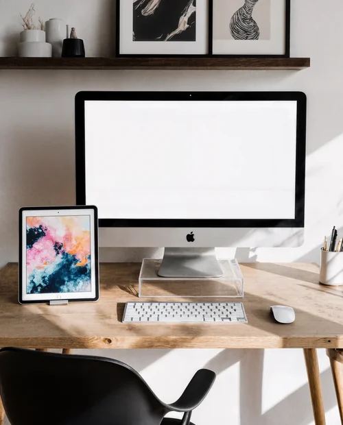 Modern iMac Mockup for a Serene Workspace Design