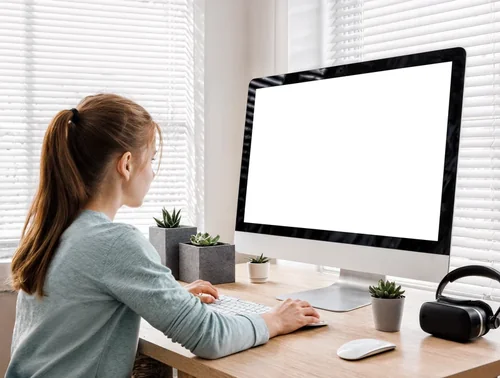 Modern iMac Mockup with Cozy Workspace Design