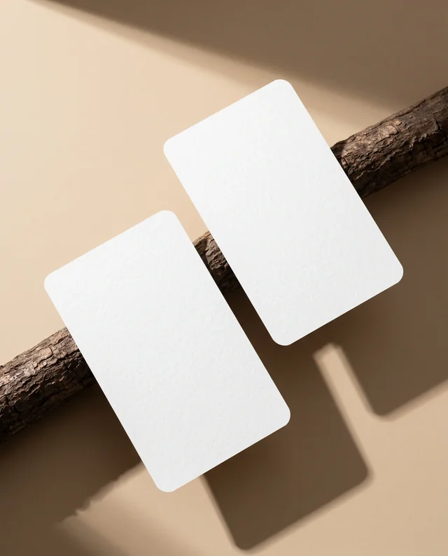 Elegant Business Card Mockup on Rustic Wooden Branch
