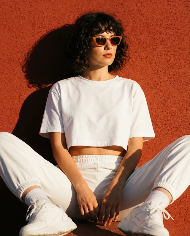 Stylish Mockup of a Woman in a Casual Crop Top