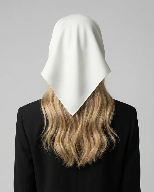 Elegant Bandana Mockup Featuring a Sophisticated Woman