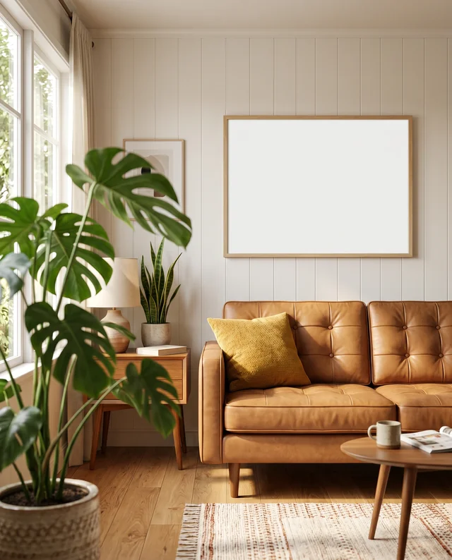 Stylish Living Room Poster Mockup with Cozy Design