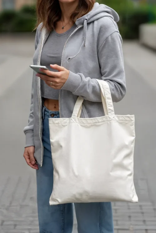 Urban Tote Bag Mockup for Stylish Young Women