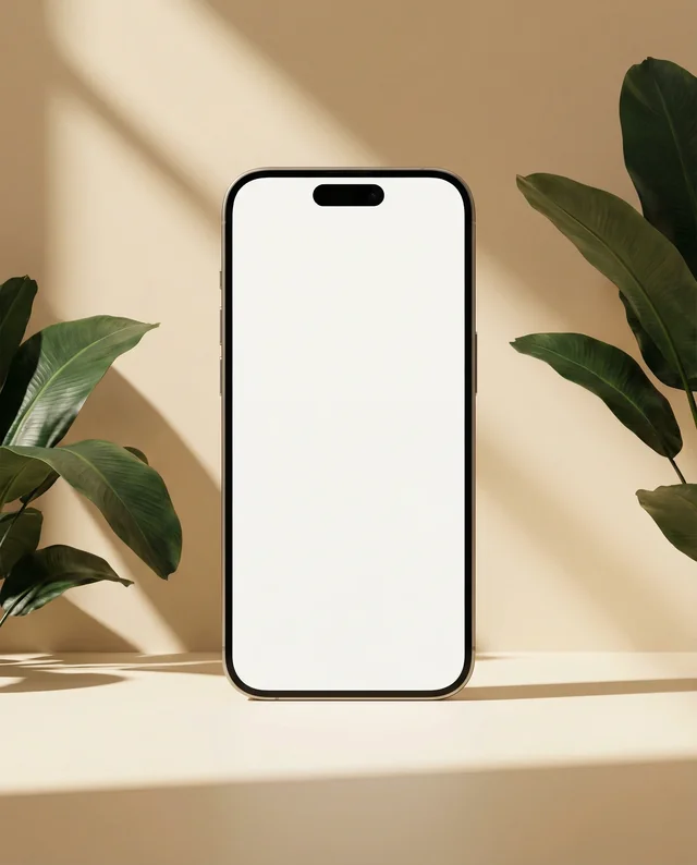 Minimalist iPhone Mockup with Natural Elements