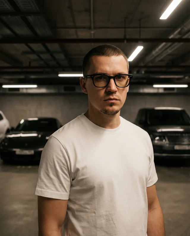 Stylish T-Shirt Mockup in Urban Parking Garage