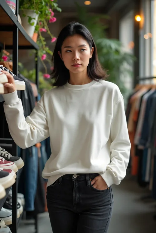 Mockup of Casual Sweatshirt in Contemporary Retail Setting
