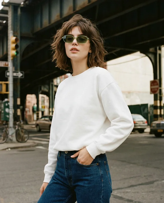 Stylish Sweatshirt Mockup of Confident Young Woman