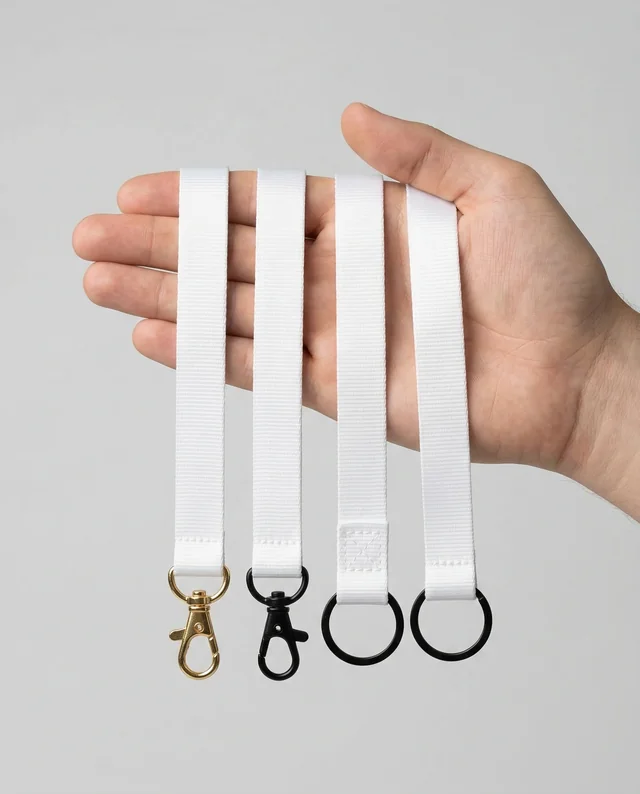 Elegant Lanyard Mockup with Metallic Clasps in Hand