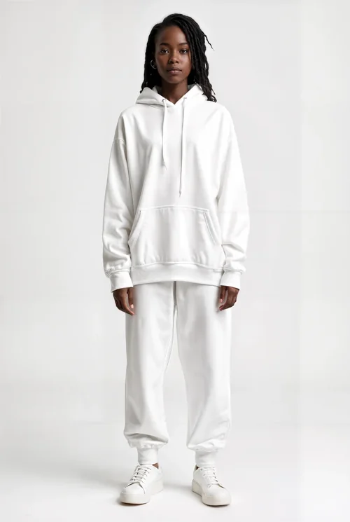Minimalistic Mockup of a Cozy White Hoodie with Soft Colors