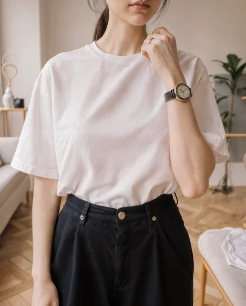 Stylish T-Shirt Mockup in Modern Minimalist Space