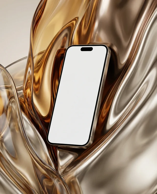 Sleek iPhone Mockup Against Luxurious Liquid Background