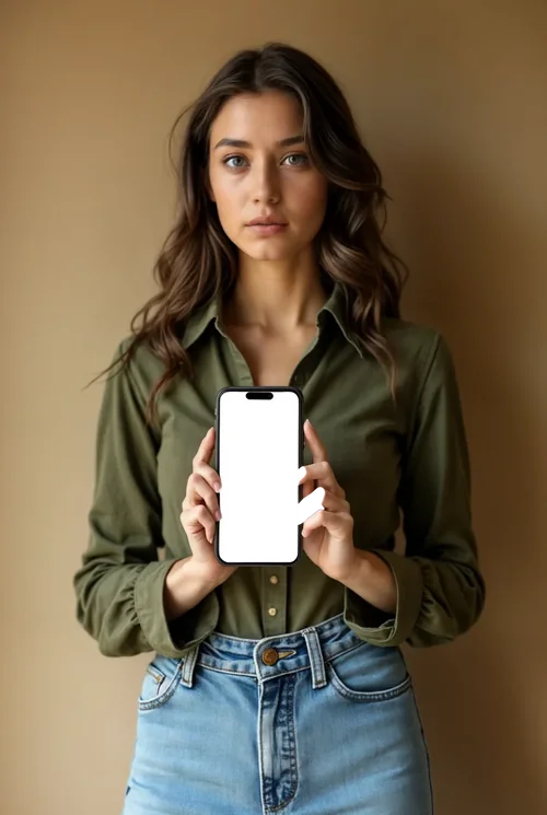 Realistic iPhone 16 Pro Max Mockup with Young Adult Model