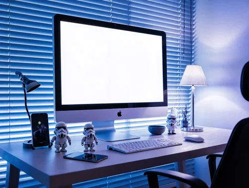 Modern Workspace Mockup with iMac and Cozy Ambiance