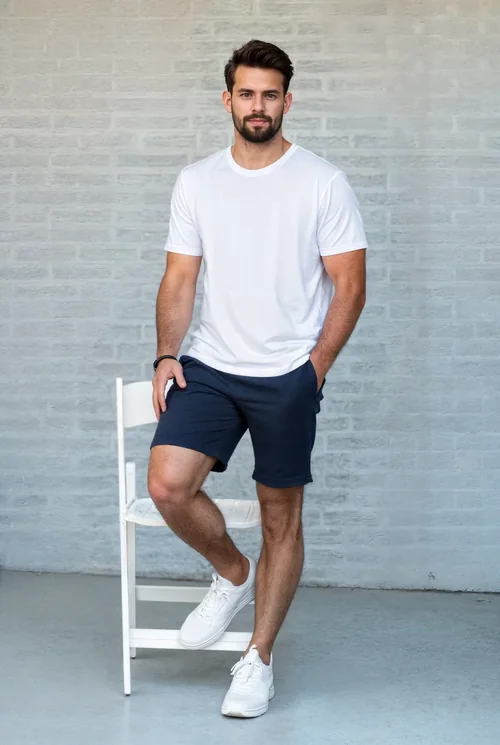 Mockup of T-Shirt Against Light Gray Brick Background