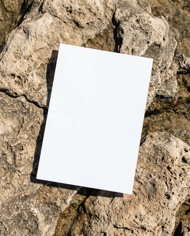 Minimalist Mockup of a Flyer on Textured Rock Surface