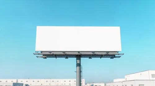 Minimalist Billboard Mockup Against Clear Blue Sky