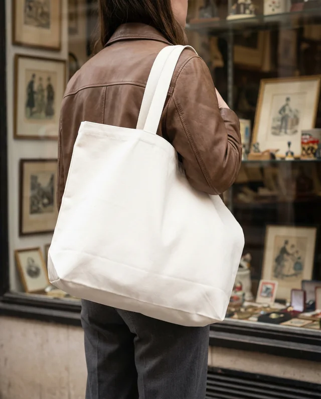 Stylish Mockup of a Tote Bag in Vintage Shop Scene