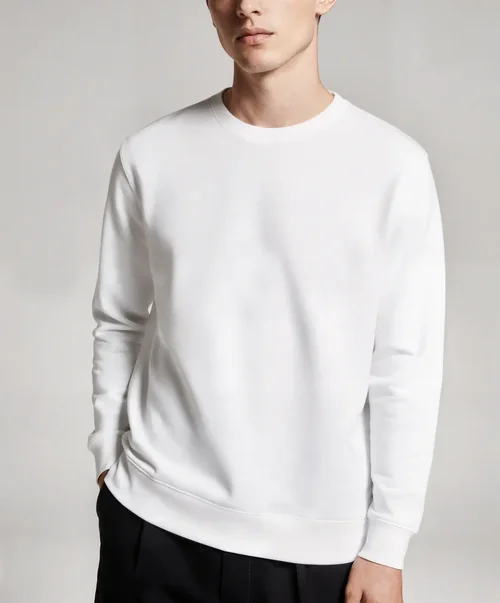 Stylish Mockup of a Classic White Sweatshirt