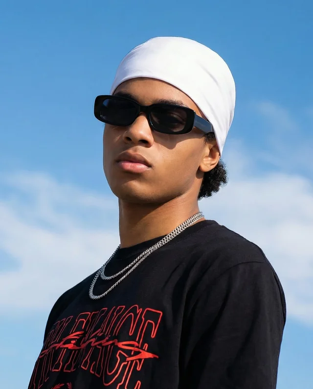 Stylish Mockup of Young Male Model in Bandana and Sunglasses