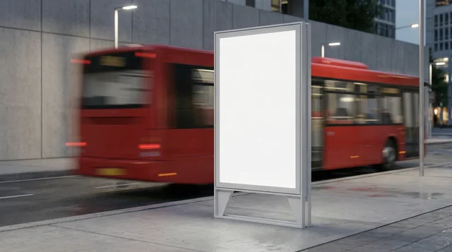 Urban Billboard Mockup in a Bustling City Scene