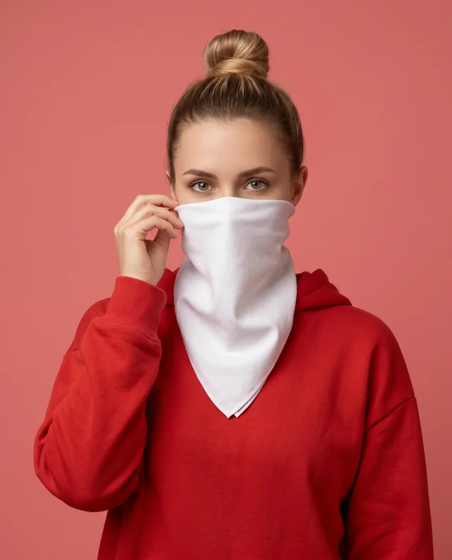 Confident Woman in Bandana Mockup with Soft Pink Background