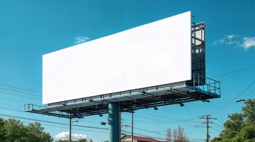 Stunning Billboard Mockup Against Bright Blue Sky