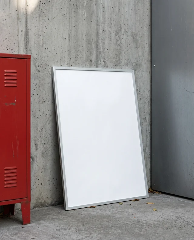 Minimalist Urban Poster Mockup with Canvas and Locker
