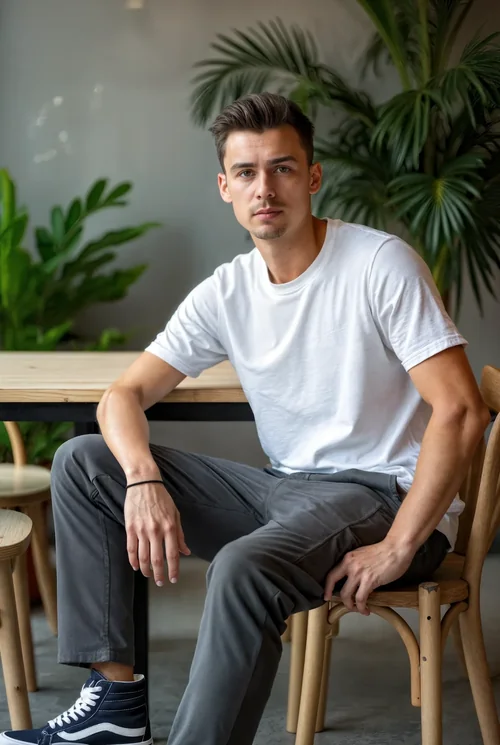 Modern T-Shirt Mockup with Lush Green Background Colors