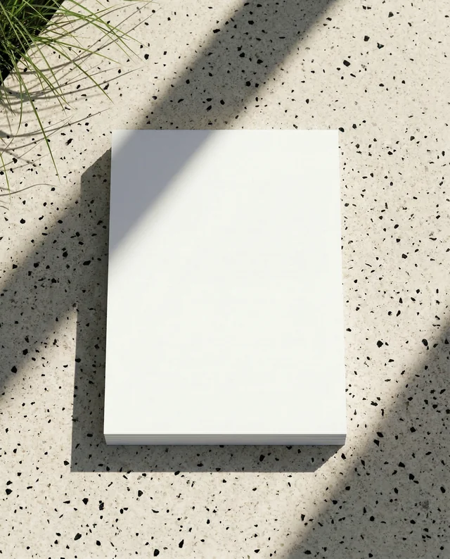 Elegant Mockup of a Minimalist Flyer on Terrazzo Surface