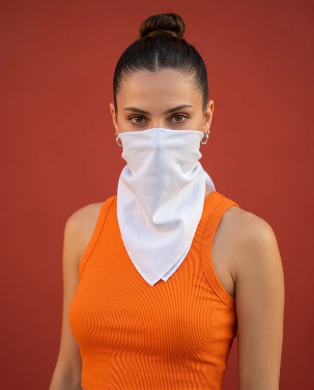 Stylish Bandana Mockup Featuring Confident Young Woman