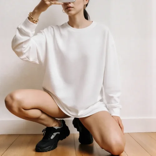 Stylish Mockup of a Young Woman in a Sweatshirt