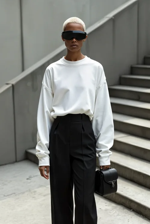 Stylish Mockup of Androgynous Model in Sweatshirt