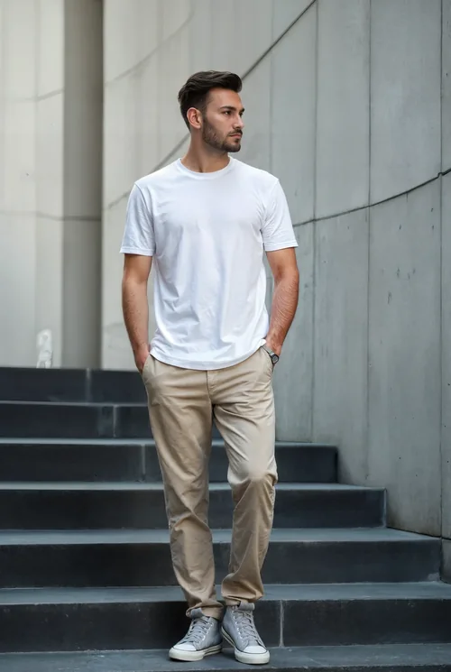 Modern Mockup T-Shirt Against Gray Concrete Background